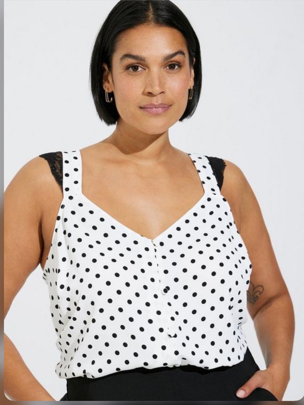 NWT Torrid Polka Dot Button Front Tank Top in White and Black